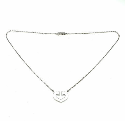 Collier CARTIER. Collection "Cœur et symbole", collier or blanc 18K 58 Facettes