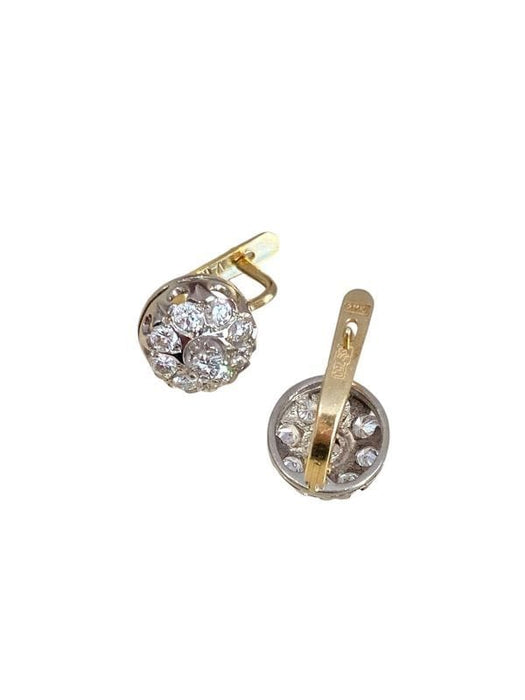 Boucles d'oreilles Boucles d’oreilles en or jaune et blanc diamants 58 Facettes