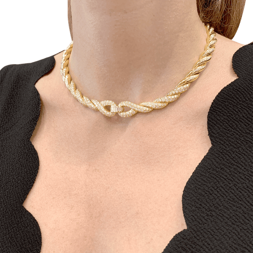 Collier Collier vintage Fred, or jaune et diamants. 58 Facettes 34720