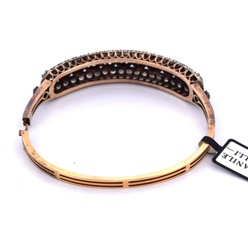 Bracelet Bracciale vintage en or rose 14 kt et argent 925 avec rubis et diamants 58 Facettes