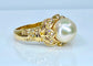 Bague 52 Bague en or jaune 18 carats, perle et 38 diamants 58 Facettes AB448