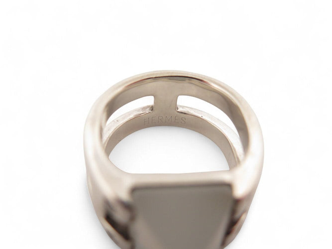 Bague 54 vintage bague HERMES medor pierre de lune & 4 diamants t54 en argent 58 Facettes 269493