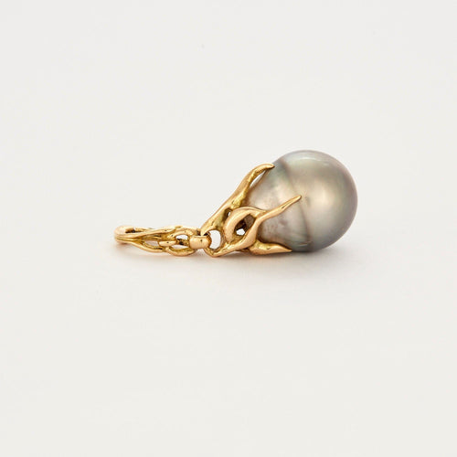 Pendentif Pendentif or jaune et perle baroque grise 58 Facettes