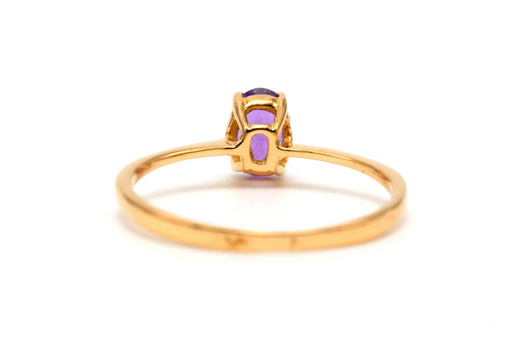Bague 52 Bague contemporaine sertie d'une améthyste en or jaune 18 carats 58 Facettes B784