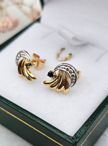 Boucles d'oreilles Boucles d'oreilles or jaune et or blanc Saphirs 58 Facettes 635