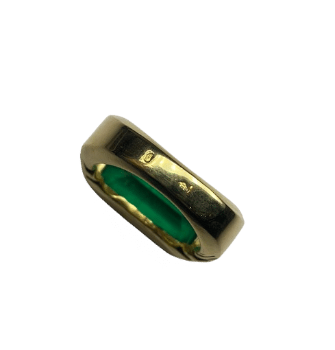 Yellow gold, emerald, diamond gadrooned ring