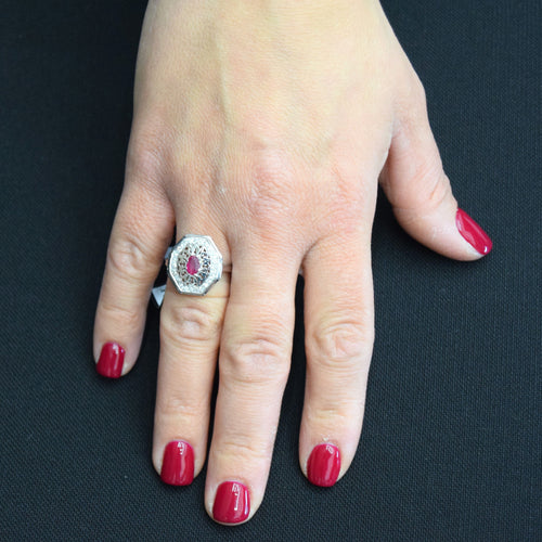Anello rubino diamanti Art Déco 58 Facettes