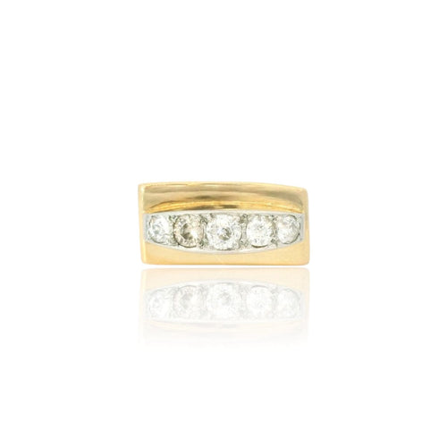 Bague 50 Bague tank or jaune diamants 58 Facettes