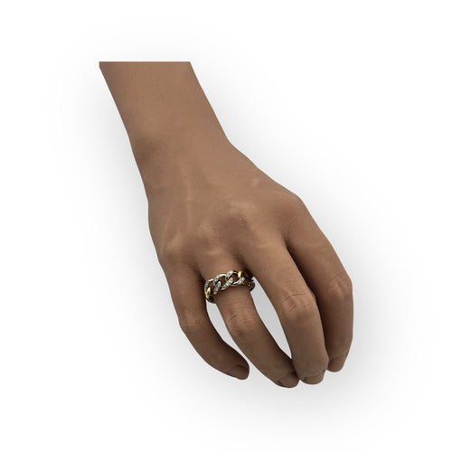 Bague 60 Bague chaîne en or blanc, or jaune et diamants 58 Facettes 149057140