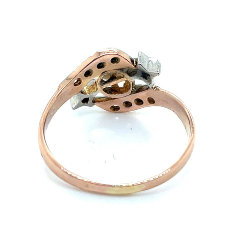 Bague 52 Bague ancienne deux ors, Diamants Perle 58 Facettes