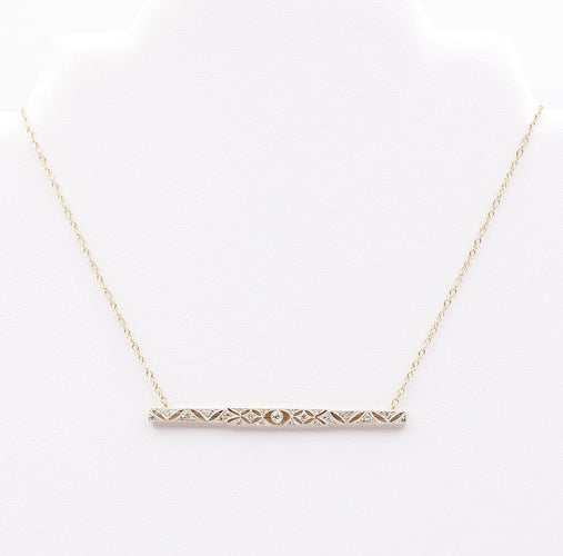 Collier COLLIER LIGNE DIAMANTS OR GRIS & OR JAUNE 58 Facettes