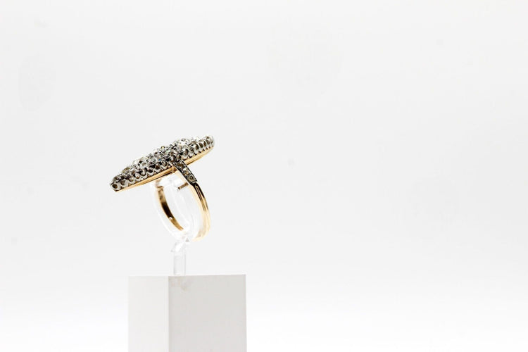 Bague Bague Marquise or jaune et platine 58 Facettes 240284