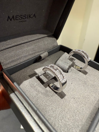 Boucles d'oreilles Messika - Créoles Move Pavées - Or blanc 58 Facettes 1.0000887/4