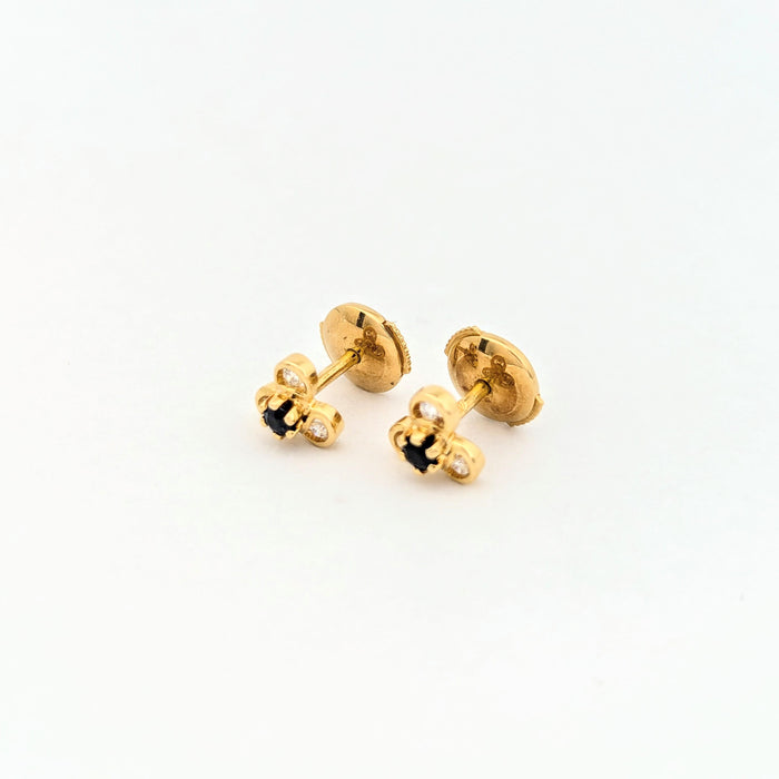 Yellow gold, diamond and sapphire earrings