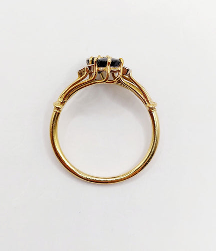 复古戒指 Toi & Moi 18k黄金 蓝宝石和钻石 