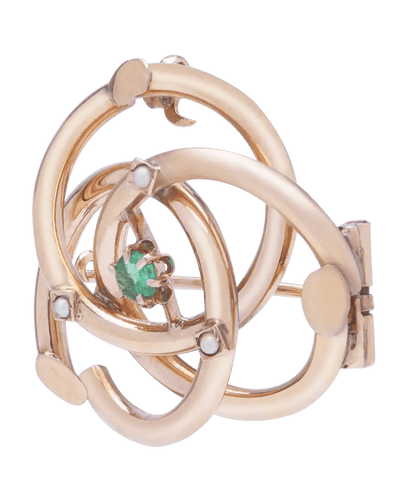 18K Altın Peridot İnci Broş 