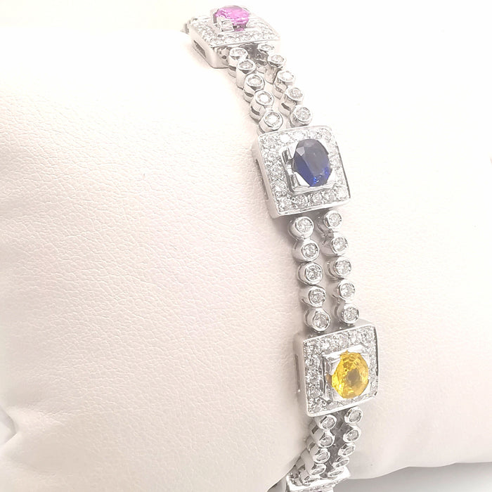 Bracelet Bracelet or diamants et saphirs 58 Facettes