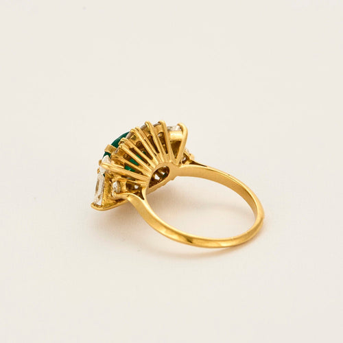 Bague 53.5 Bague panier vintage émeraude et diamants or jaune 58 Facettes