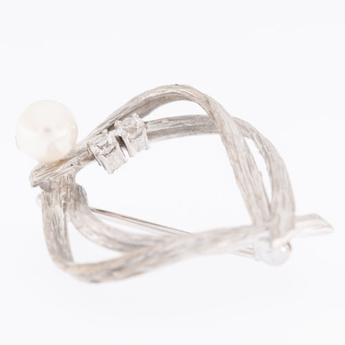 Broche Broche espagnole or blanc perles et diamants 58 Facettes