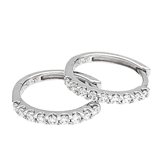 Boucles d'oreilles Paire de petites créoles en or blanc, diamants. 58 Facettes 34969