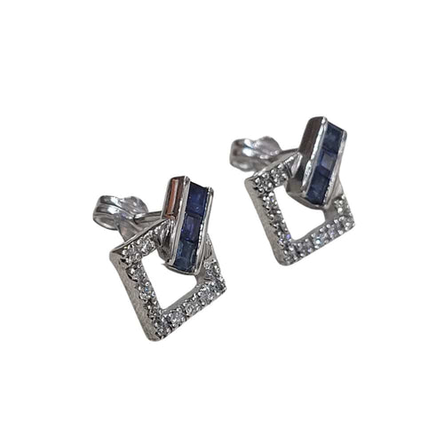 Bague Bague et boucles d'oreilles en or blanc 18 carats serties de saphirs et de diamants 58 Facettes S186PE253