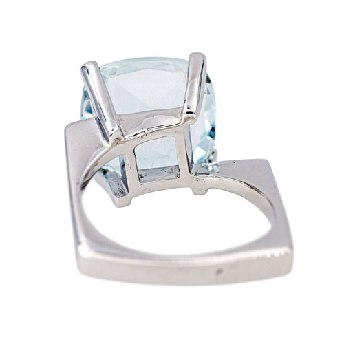 Bague 53 Bague  Solitaire  Or blanc Aigue marine 58 Facettes 4152530RV