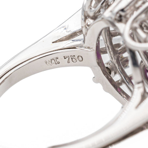 Bague 52 Bague Fleur Or blanc Rubis, Diamant 58 Facettes 3263779CN