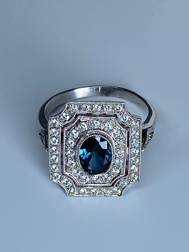 Bague 50 Bague Art Deco en Or jaune, diamants et saphir 58 Facettes
