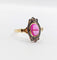 Bague marquise style Art Nouveau or jaune, cabochon de rubis synthétique et diamants taille rose 58 Facettes A05885