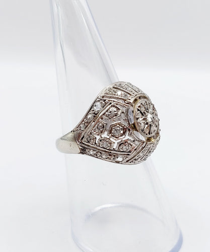 Bague 52 Bague boule Art Déco or blanc, diamant taille rose (circa 1920) 58 Facettes A04623