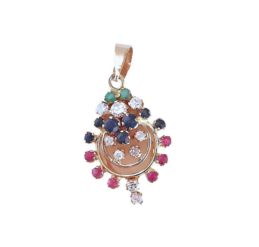 Pendentif Pendentif or jaune émeraudes - saphirs - rubis - diamants 58 Facettes 1751