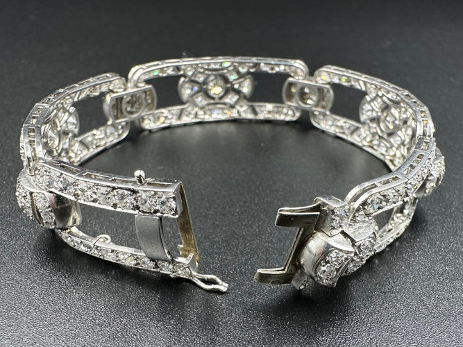 Bracelet Bracelet Art-Déco platine et diamants (9.4ct) 58 Facettes