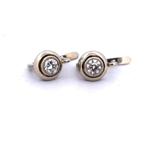 Boucles d'oreilles Boucles d'oreilles antiques en diamant - Or blanc 58 Facettes