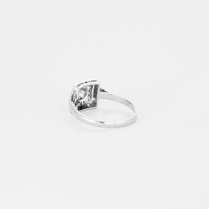 Ring Art Deco in witgoud en diamanten