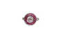 Bague 53 Antique white gold ruby old mine diamond ring 58 Facettes