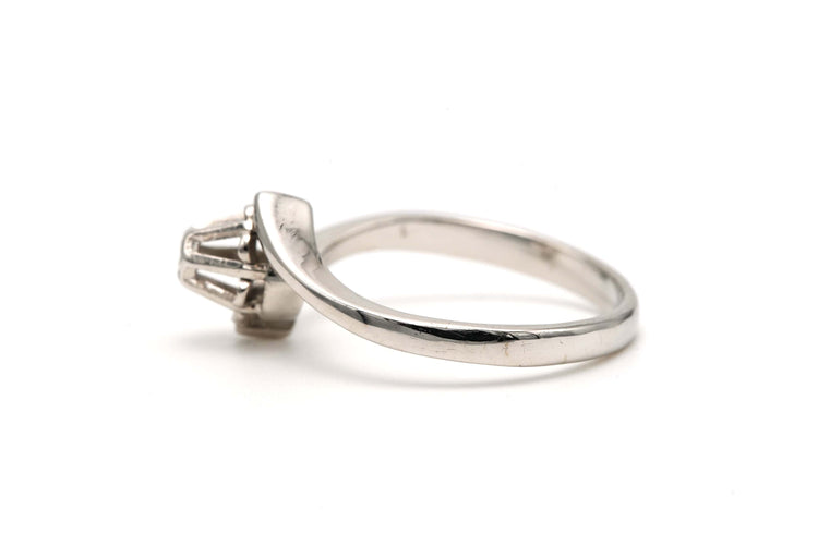 Bague 52 Bague Art Déco en or blanc 18 carats sertie d'un diamant "taille" brillant (+-0.02ct) 58 Facettes B740