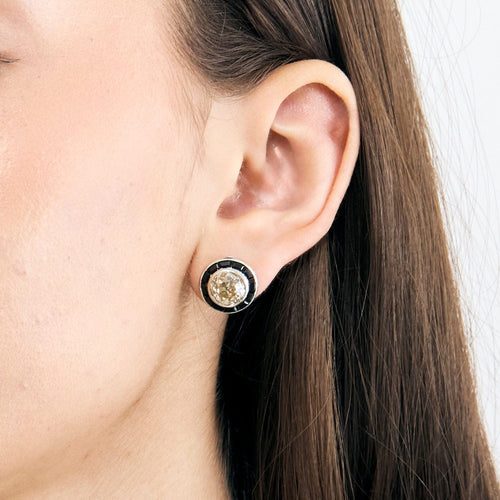 Boucles d'oreilles Boucles d'oreilles or blanc, diamants et onyx 58 Facettes LJ20