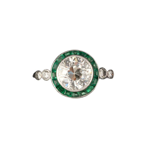 Bague 50 Bague en platine, diamant, émeraudes - Vers 1920 Art Déco 58 Facettes 4428