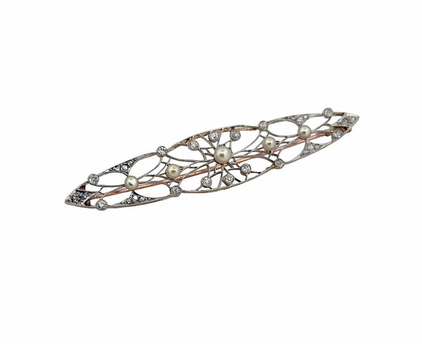 Broche Broche ancienne en or , perles et diamants 58 Facettes