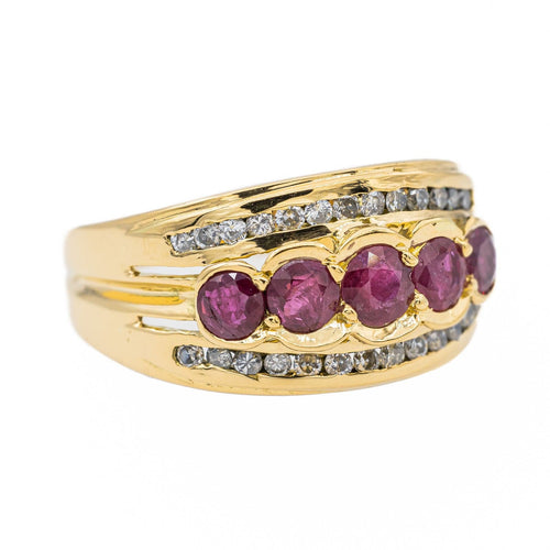 Bague 57 Bague  Or jaune Rubis, Diamant 58 Facettes 2763556CN