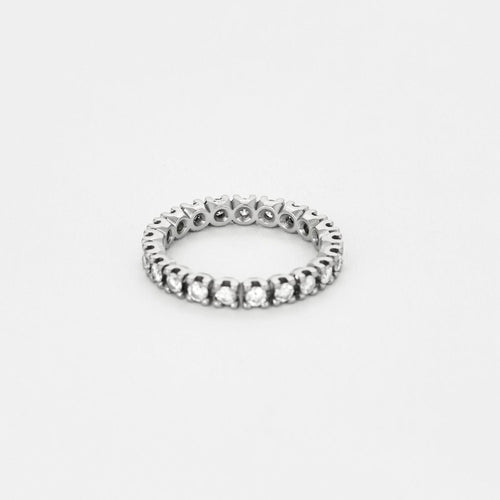 Bague 52 Alliance Américaine or gris et diamants 58 Facettes ROM1016