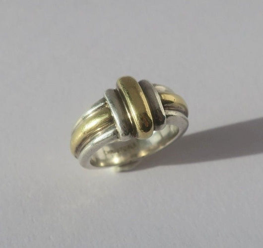 Christofle - Bague jonc vintage godrons en or 18k et argent 58 Facettes