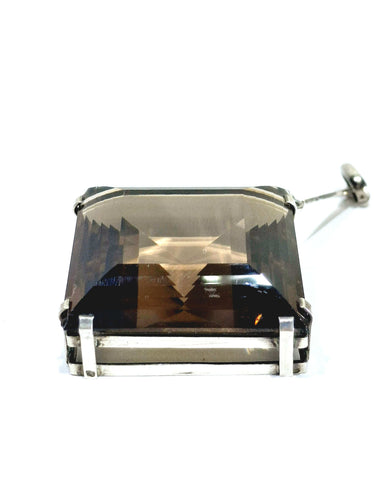 Pendentif Pendentif quartz fumé biseauté en argent 58 Facettes