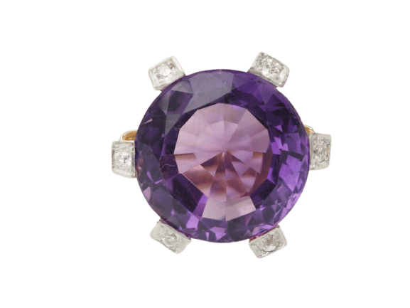 Bague 58 Importante Bague COCKTAIL en or rose, améthyste et diamants 58 Facettes 33421