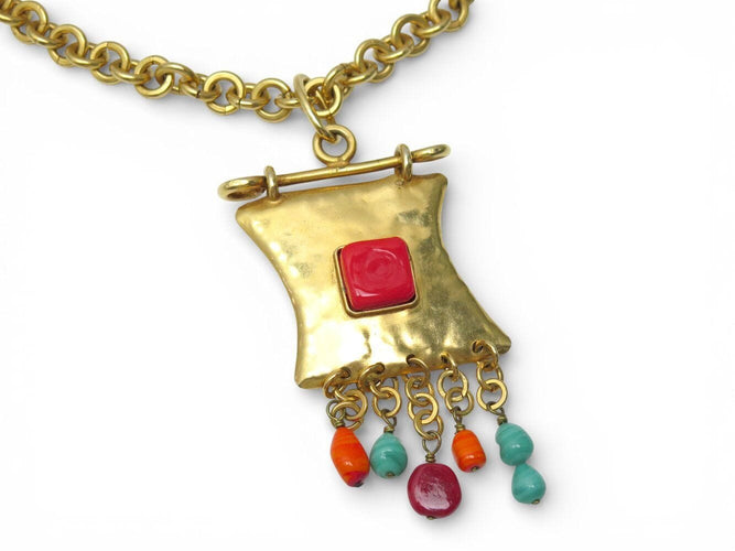 Collar vintage collar CHRISTIAN LACROIX colgante charms piedras borla 58 Facettes 272656