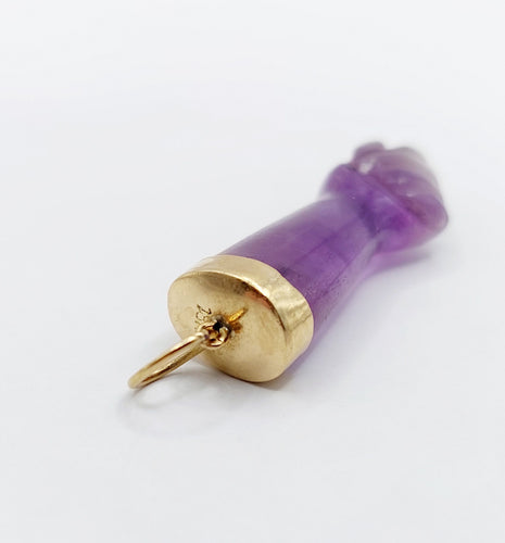 Pendentif Pendentif vintage or jaune main de figa gravé en améthyste 58 Facettes A05460