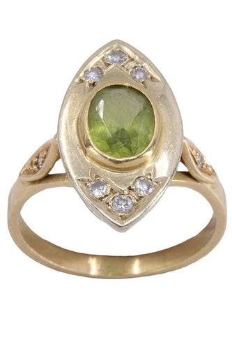 Bague 56 Marquise péridot et diamants 58 Facettes 086841