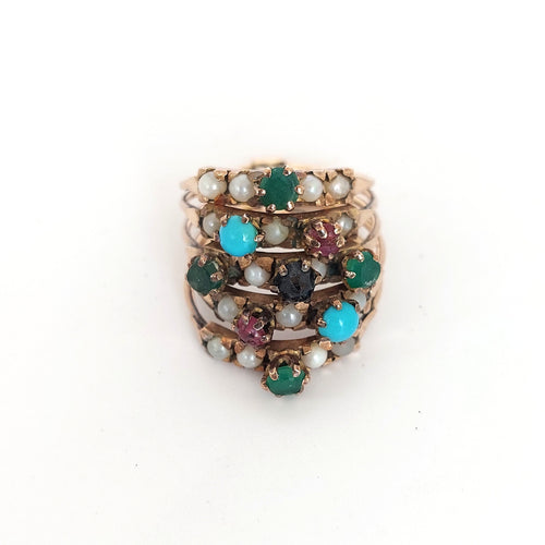 Bague bague de harem, fin XIXè, or et pierres fines 58 Facettes 57