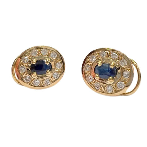 Boucles d'oreilles Boucles d'oreilles de style contemporain du XXe siècle en or 18 carats avec diamants et saphirs 58 Facettes Q290B