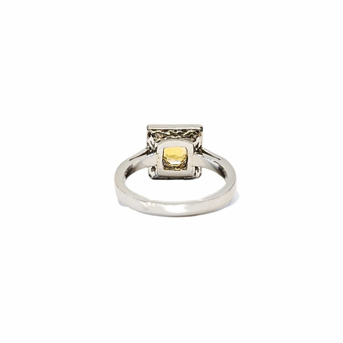 Bague 53 Bague en platine 850, diamants et saphir jaune naturels 58 Facettes CAE-RI-CSS-PLYSD